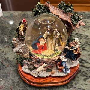 Department 56 Painted Nativity Snow Globe - Red, Blue, Green, Brown, Cream
